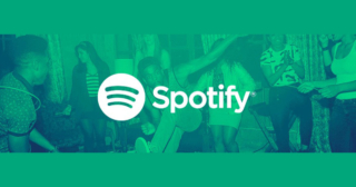 Prehrávač hudby Spotify je najväčší na trhu, zelený banner spotify
