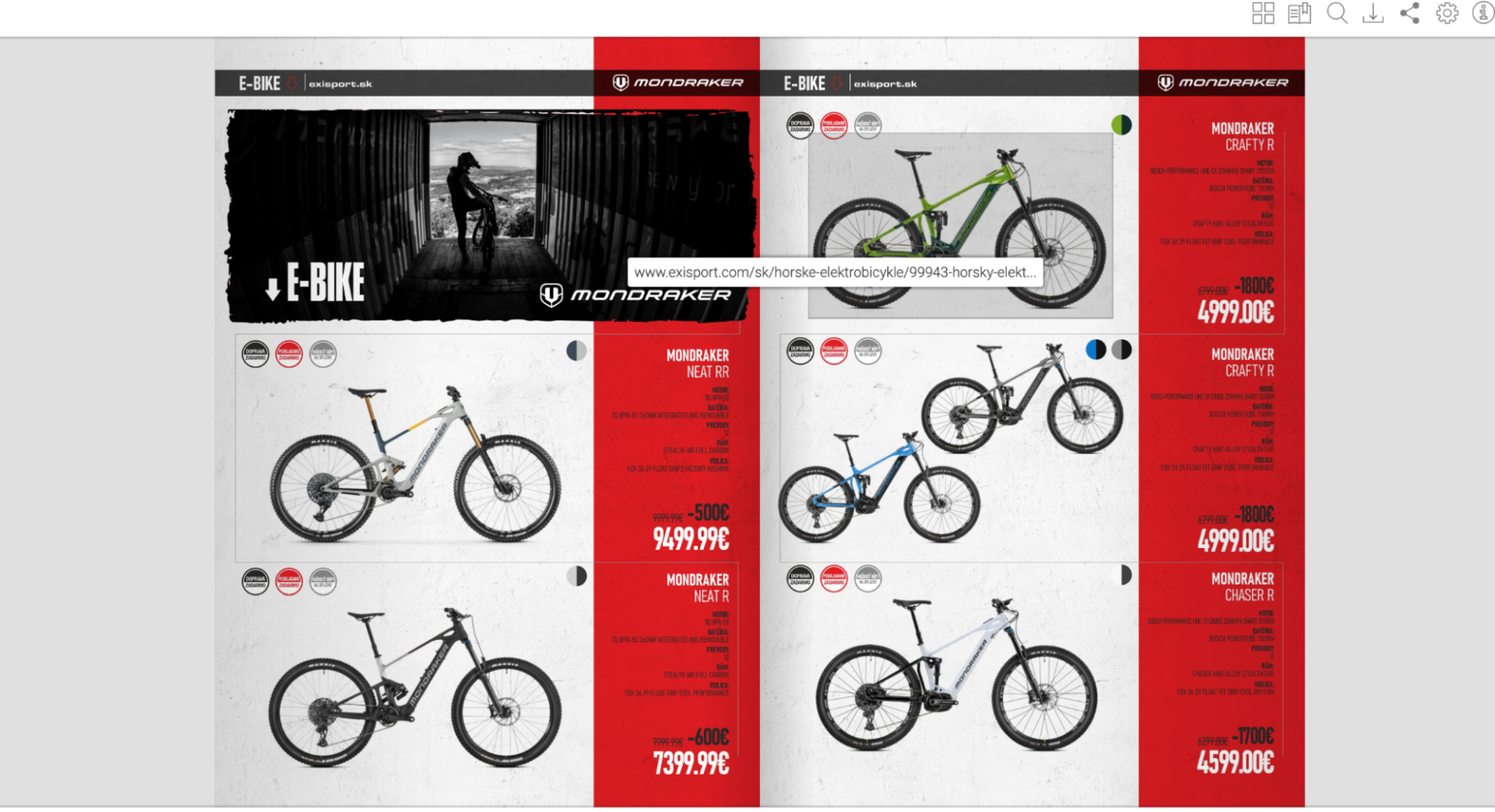 Snímka obrazovky klikateľného online letáku.