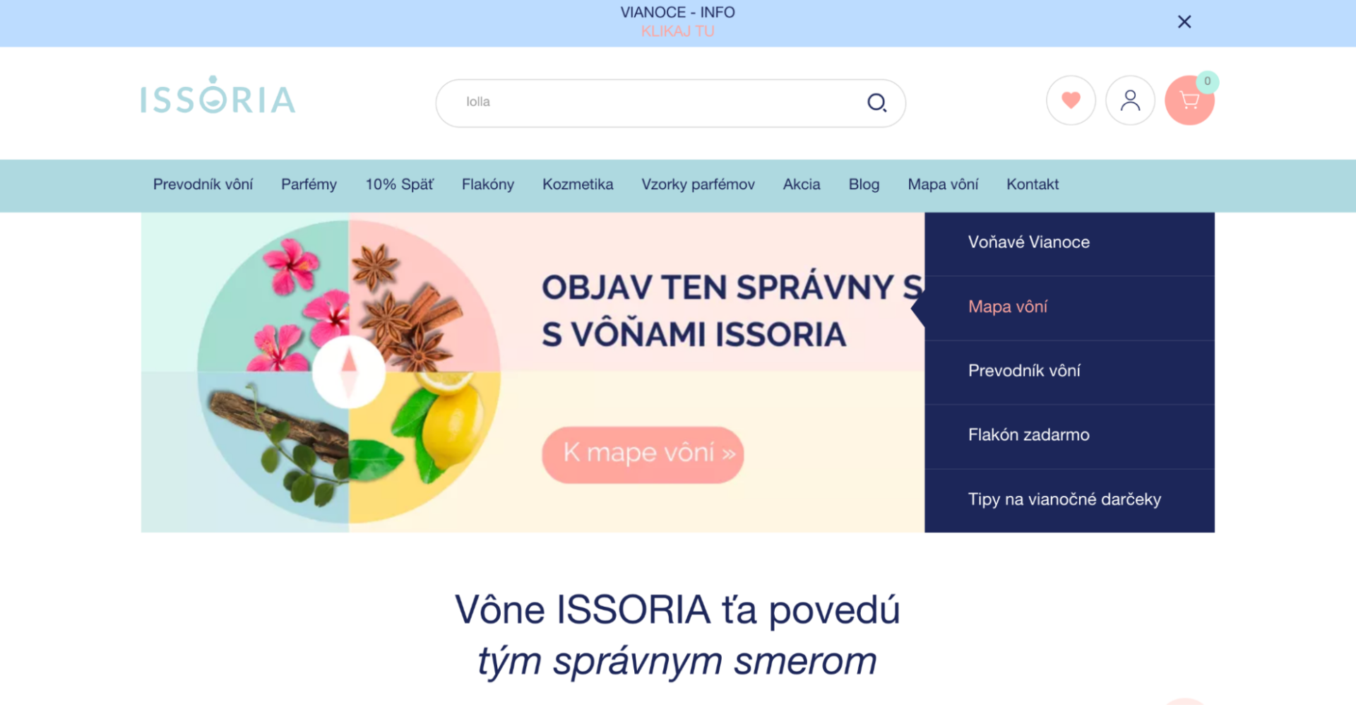 Snímka obrazovky Homepage of Issoria.