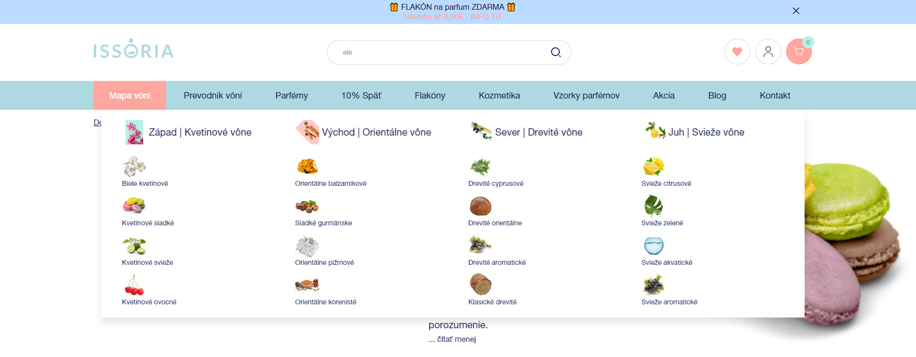 Snímka obrazovky Mapy vôní Issoria.