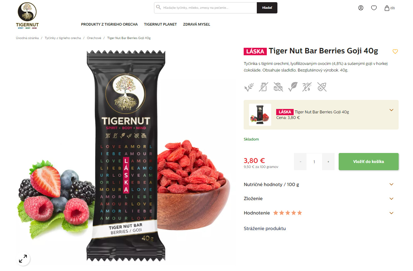 Snímka obrazovky Špecifických modulov Tigernut.